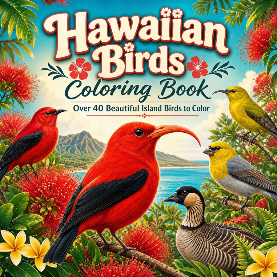 Hawaiian Birds coloring book cover